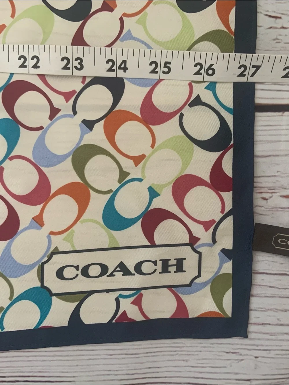 Coach Vintage 100% Silk Signature Monogram Multicolor C Square Scarf